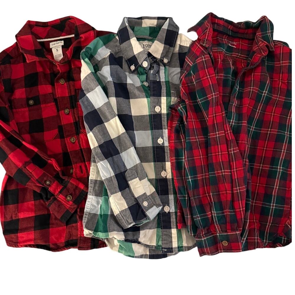 Carter's Childrens Place and Primark Plaid shirts Bundle size 5